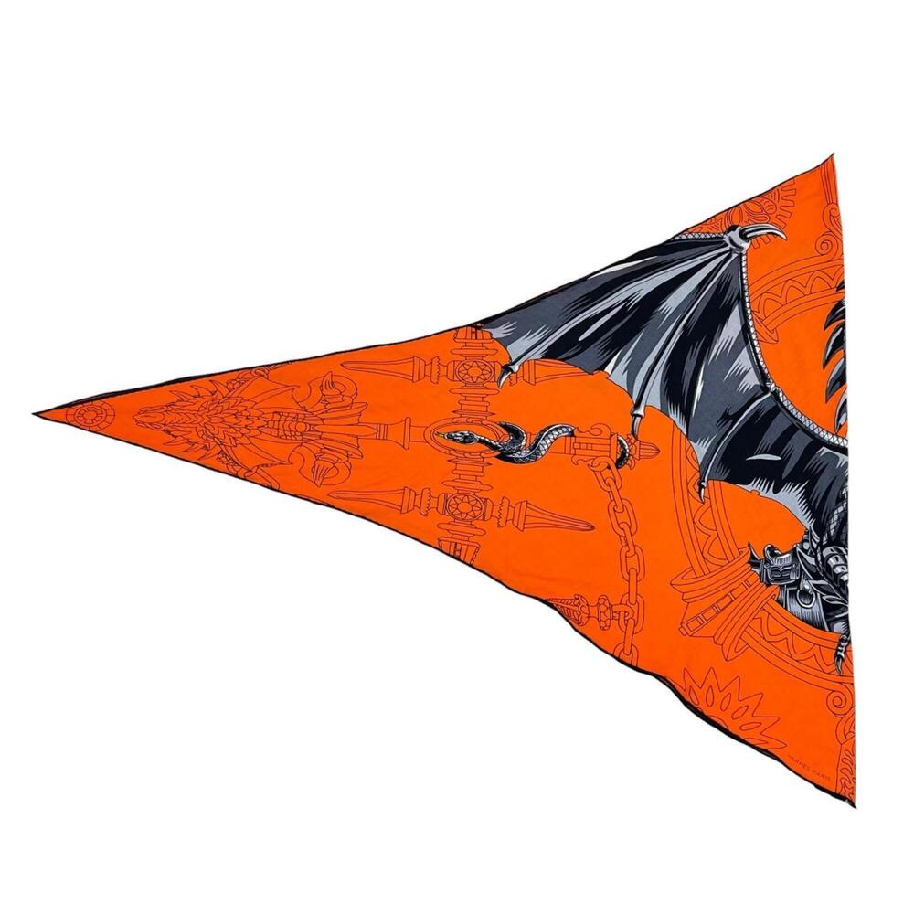 HERMES Orange Silk Scarf - Picture 3 of 7